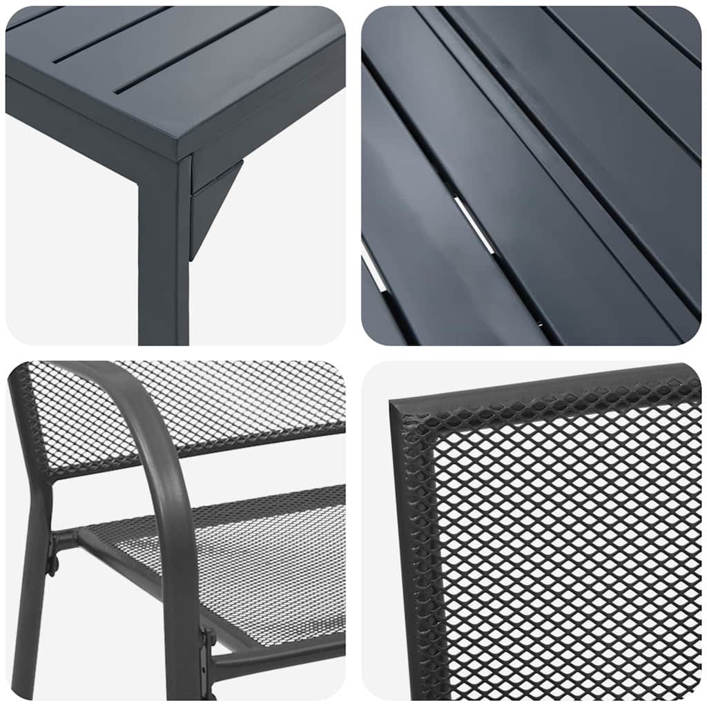 Garden Dining Set 9 pcs Anthracite Steel