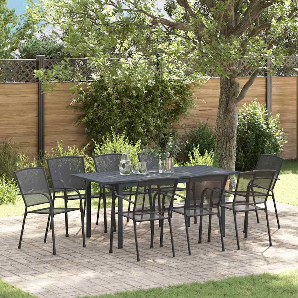 Garden Dining Set 9 pcs Anthracite Steel