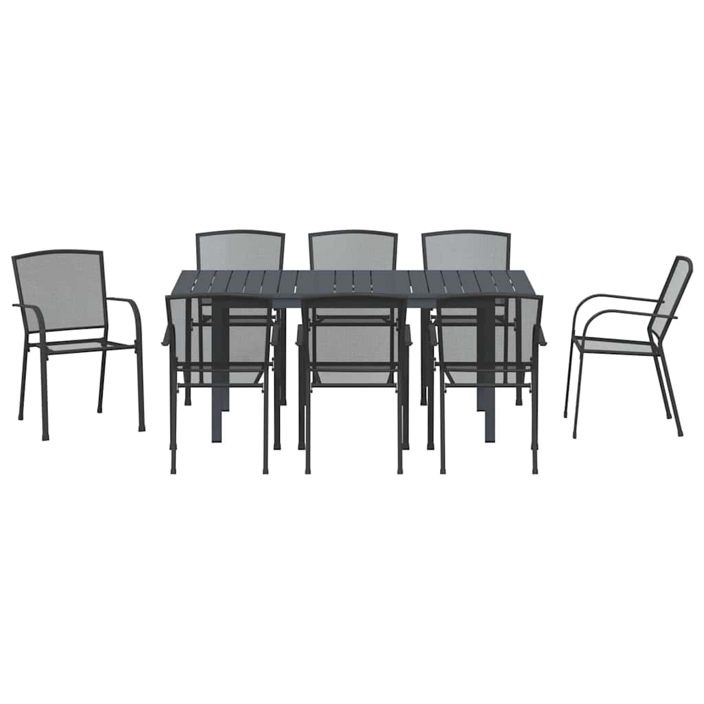 Garden Dining Set 9 pcs Anthracite Steel