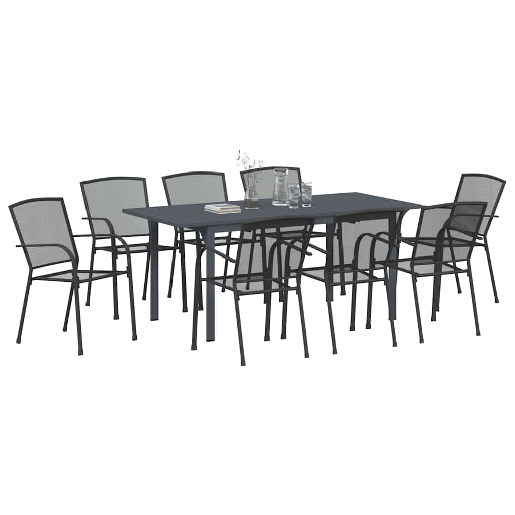 Garden Dining Set 9 pcs Anthracite Steel
