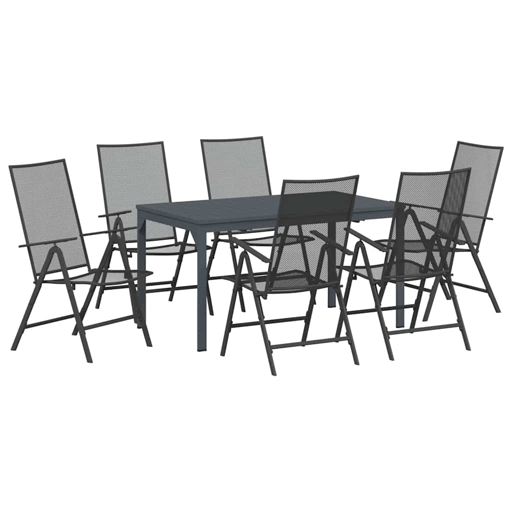 Garden Dining Set 7 pcs Anthracite Steel