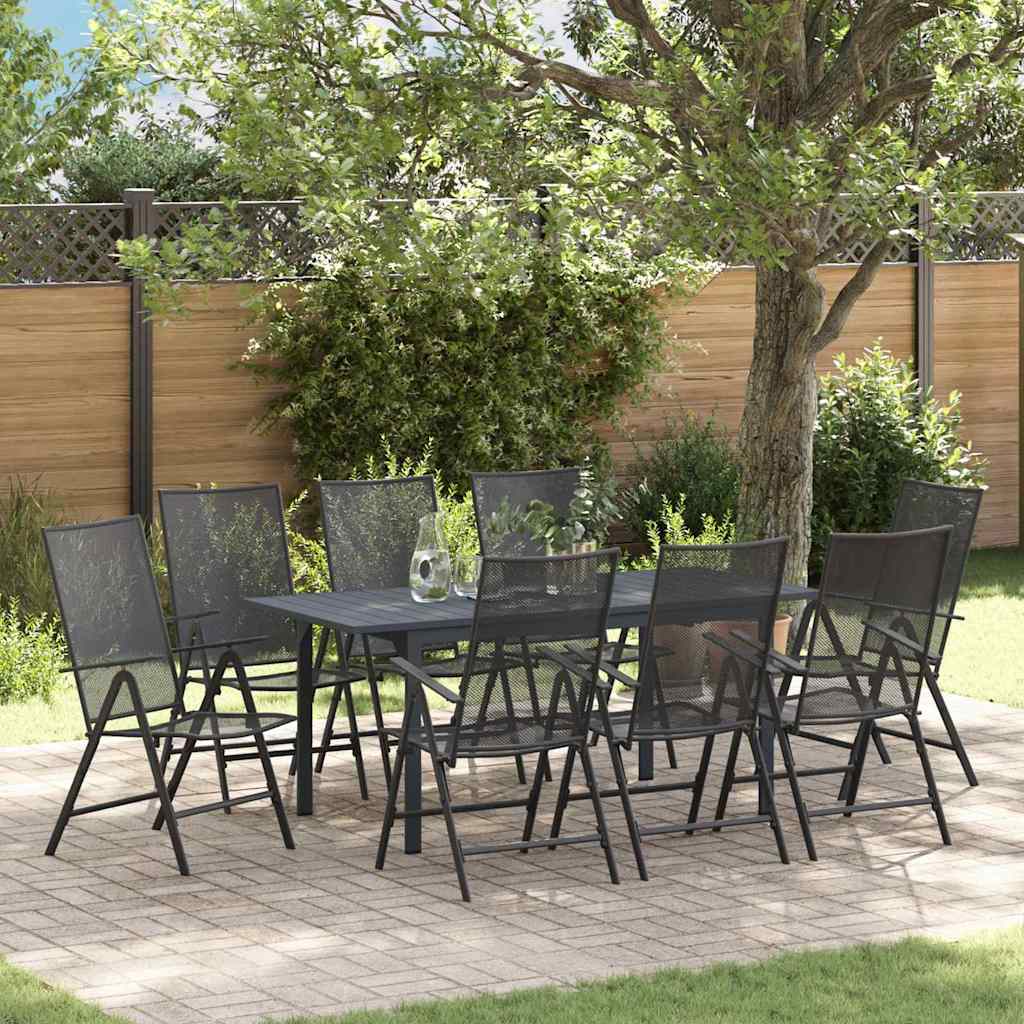 Garden Dining Set 9 pcs Anthracite Steel