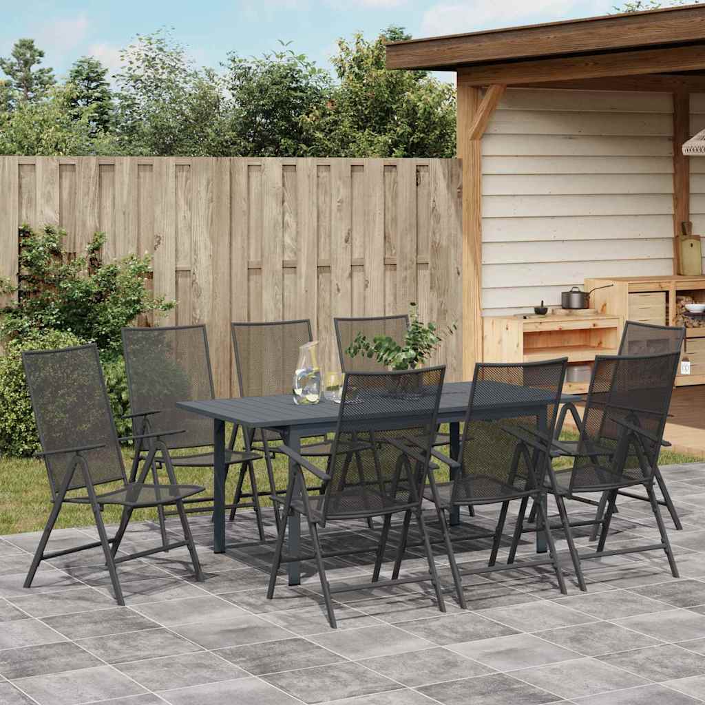 Garden Dining Set 9 pcs Anthracite Steel