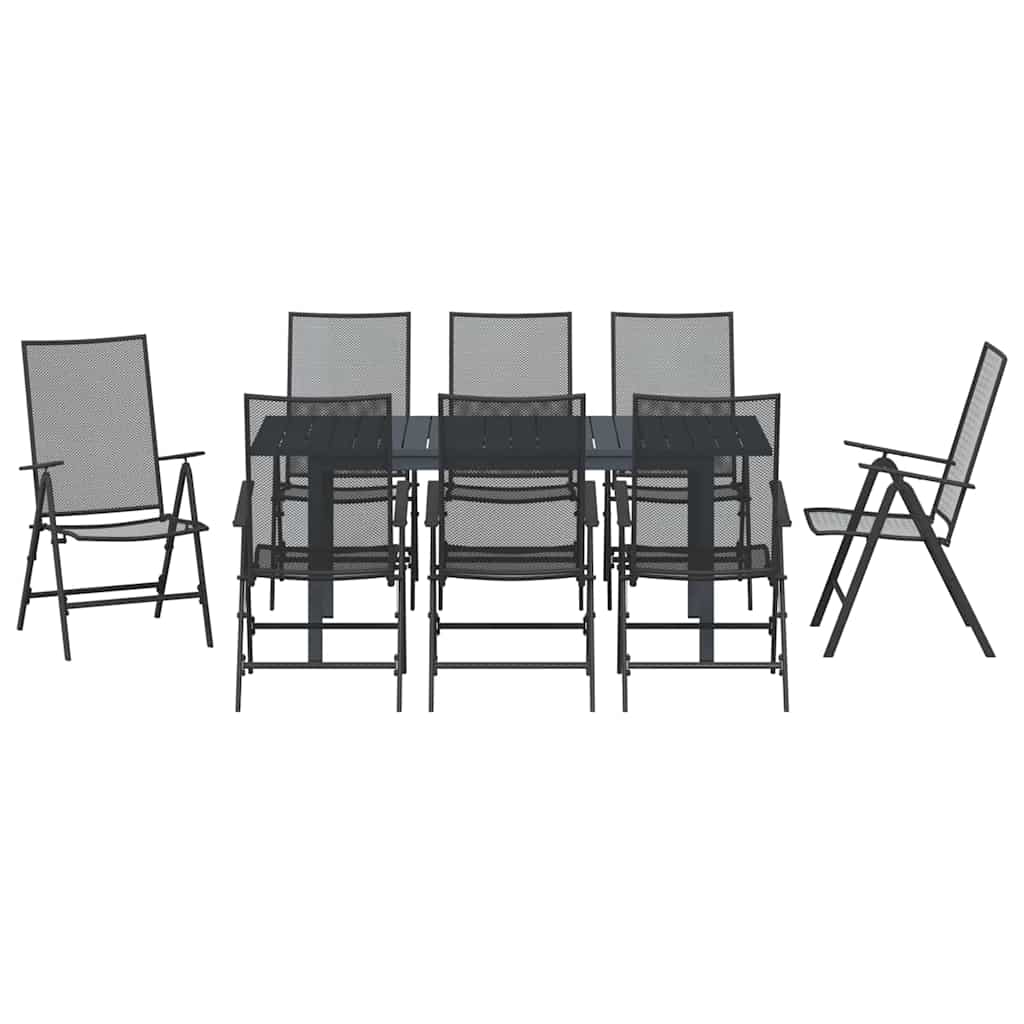 Garden Dining Set 9 pcs Anthracite Steel