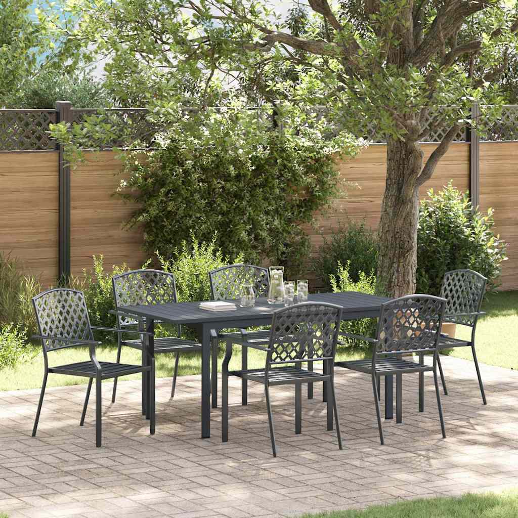 Garden Dining Set 7 pcs Anthracite Steel
