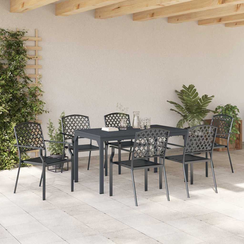 Garden Dining Set 7 pcs Anthracite Steel