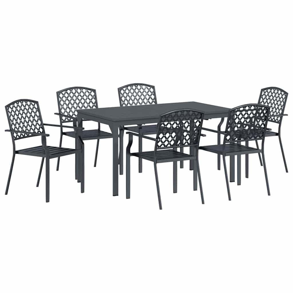 Garden Dining Set 7 pcs Anthracite Steel