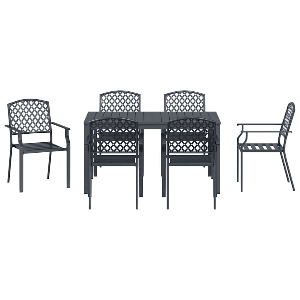Garden Dining Set 7 pcs Anthracite Steel