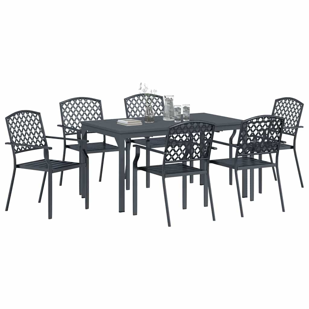 Garden Dining Set 7 pcs Anthracite Steel
