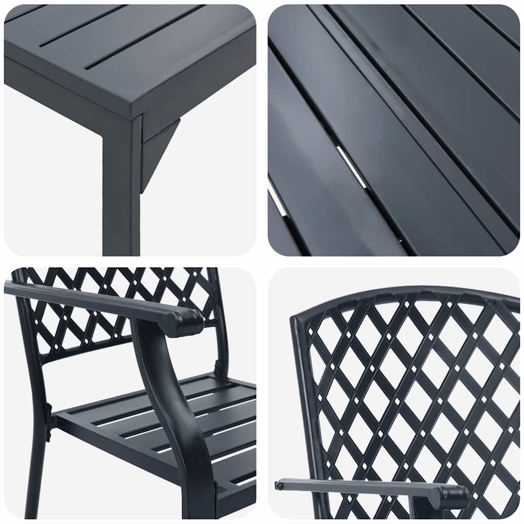 Garden Dining Set 9 pcs Anthracite Steel