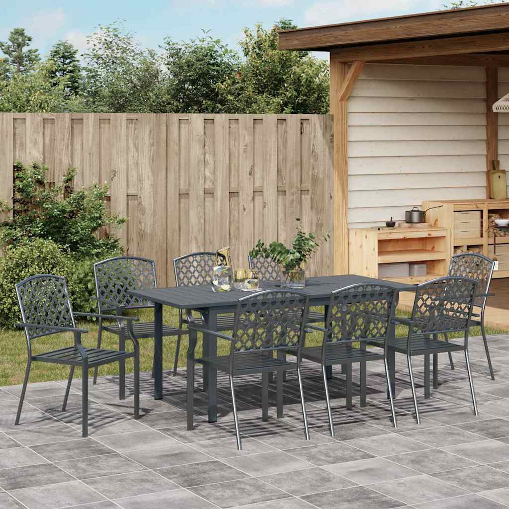 Garden Dining Set 9 pcs Anthracite Steel