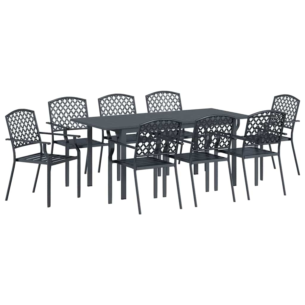 Garden Dining Set 9 pcs Anthracite Steel