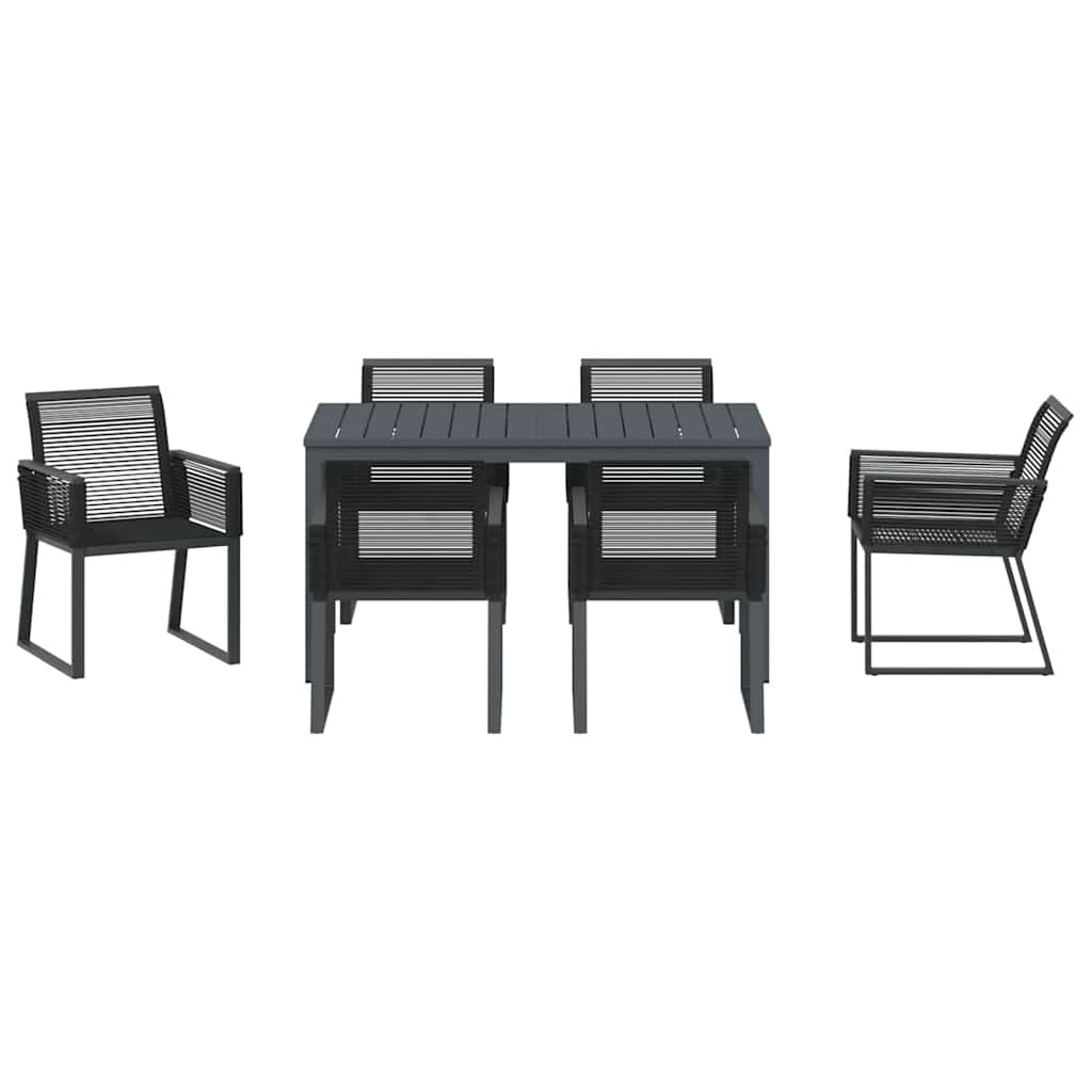 Garden Dining Set 7 pcs Black Steel and poly rattan