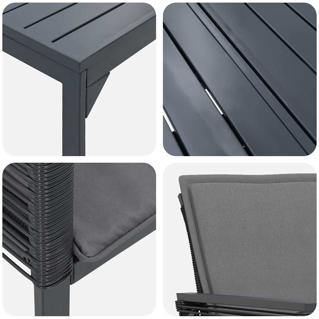 Garden Dining Set 9 pcs Anthracite Steel and poly rattan