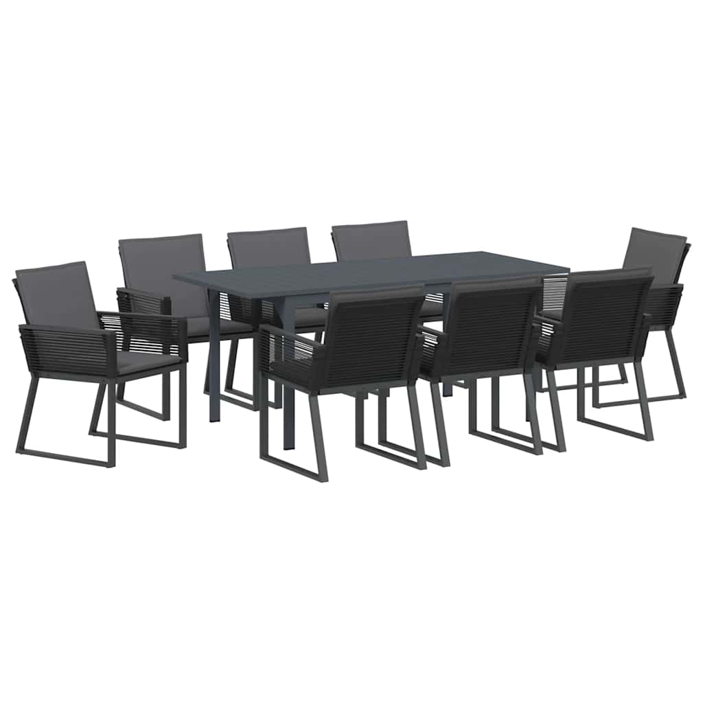 Garden Dining Set 9 pcs Anthracite Steel and poly rattan