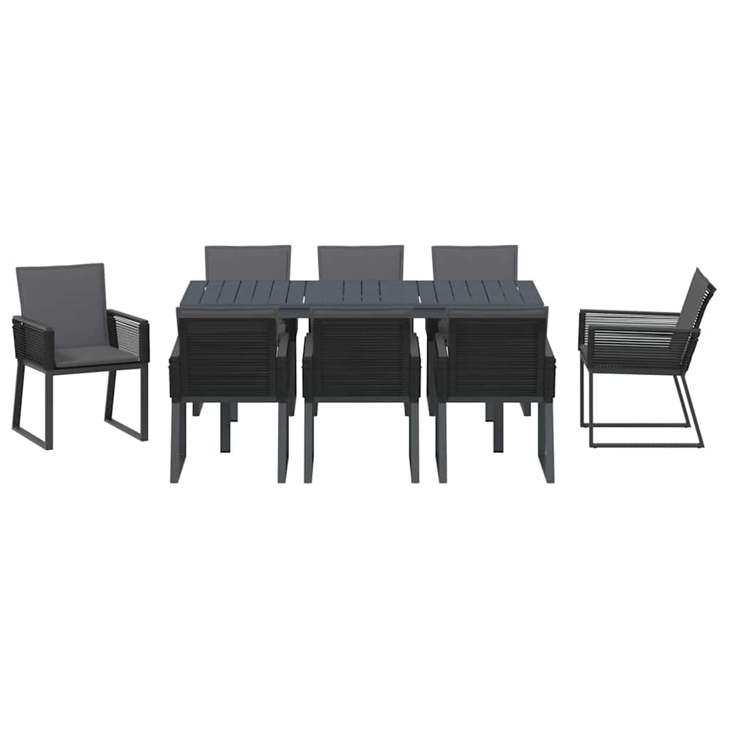 Garden Dining Set 9 pcs Anthracite Steel and poly rattan