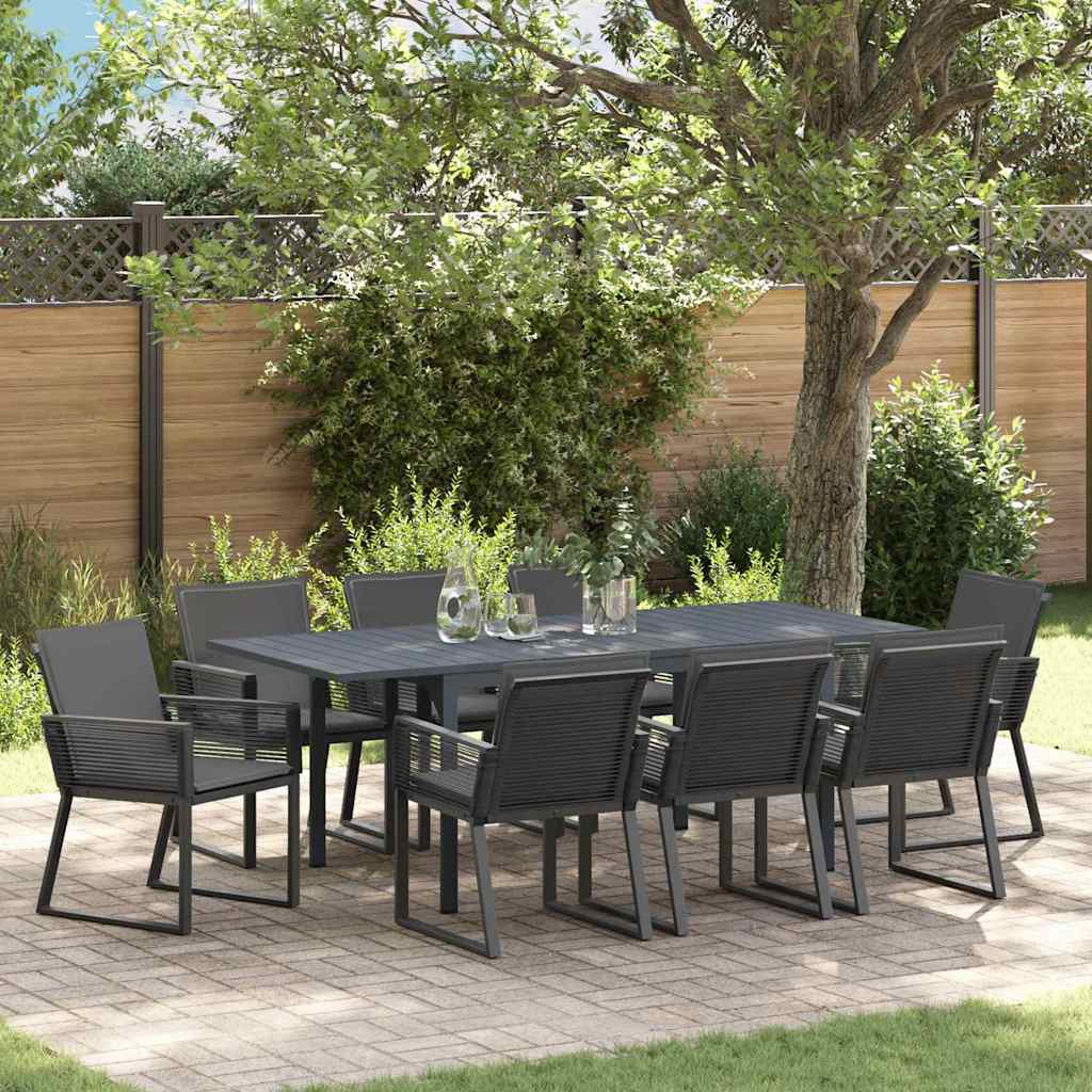 Garden Dining Set 9 pcs Black Poly rattan