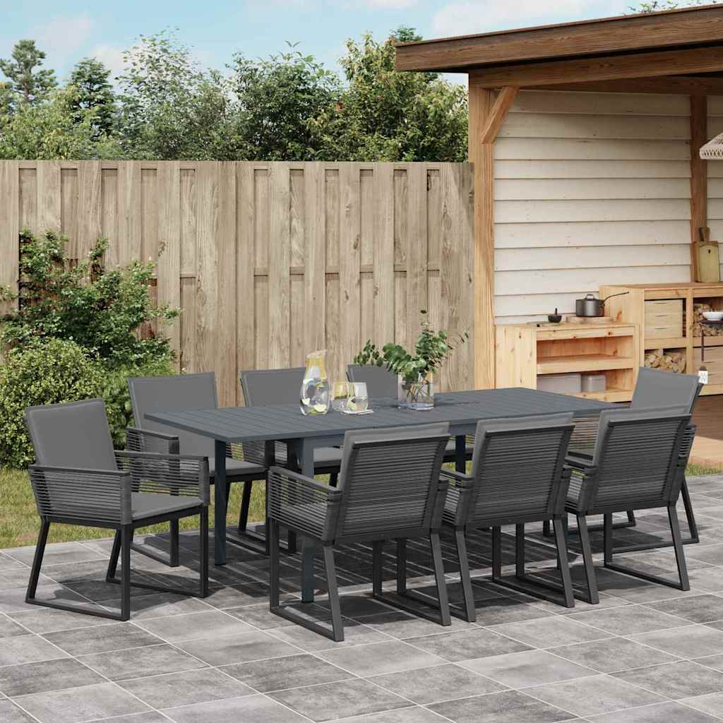 Garden Dining Set 9 pcs Black Poly rattan