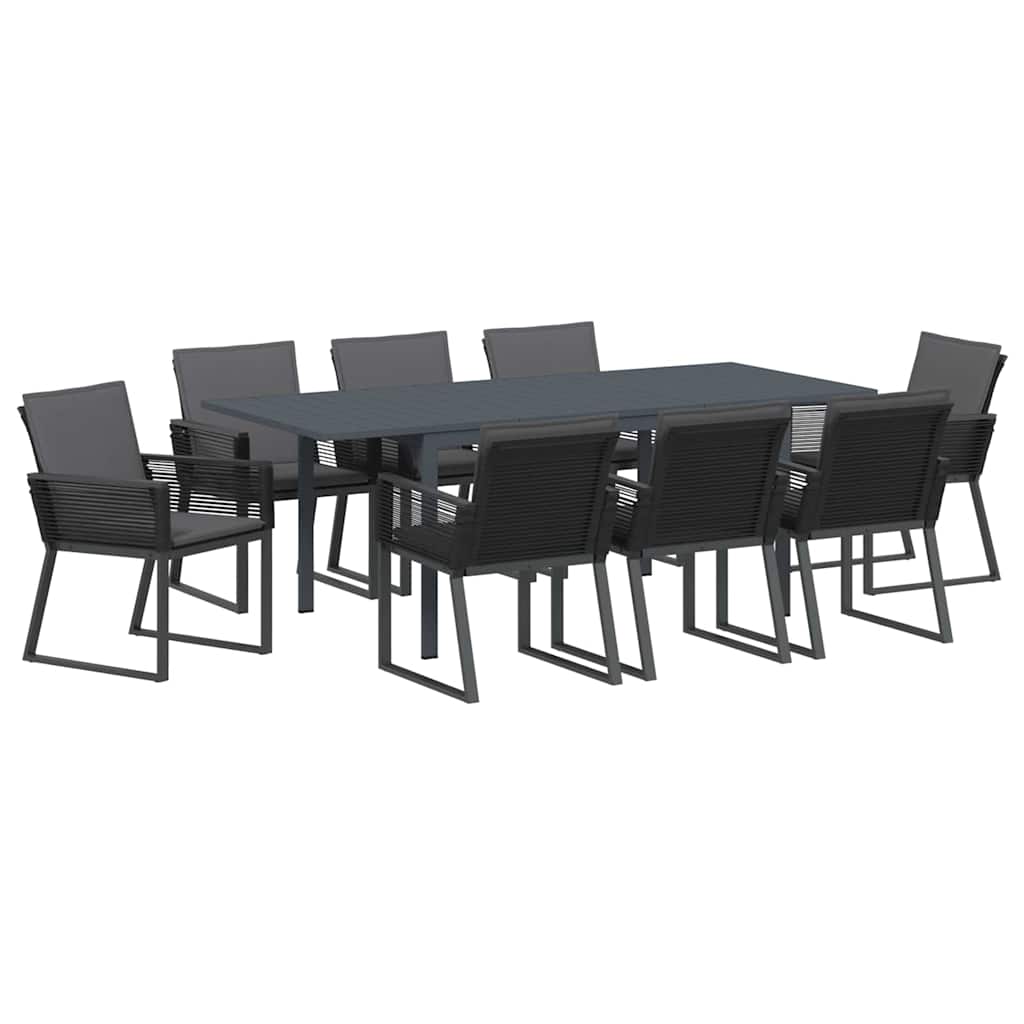Garden Dining Set 9 pcs Black Poly rattan