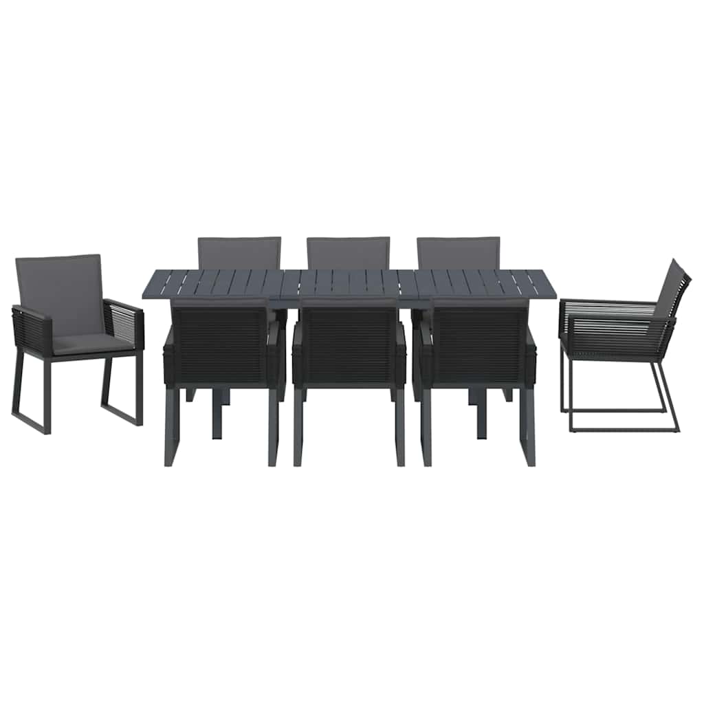Garden Dining Set 9 pcs Black Poly rattan