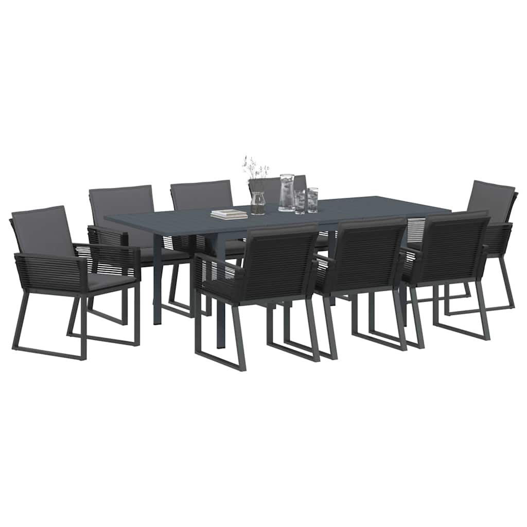 Garden Dining Set 9 pcs Black Poly rattan