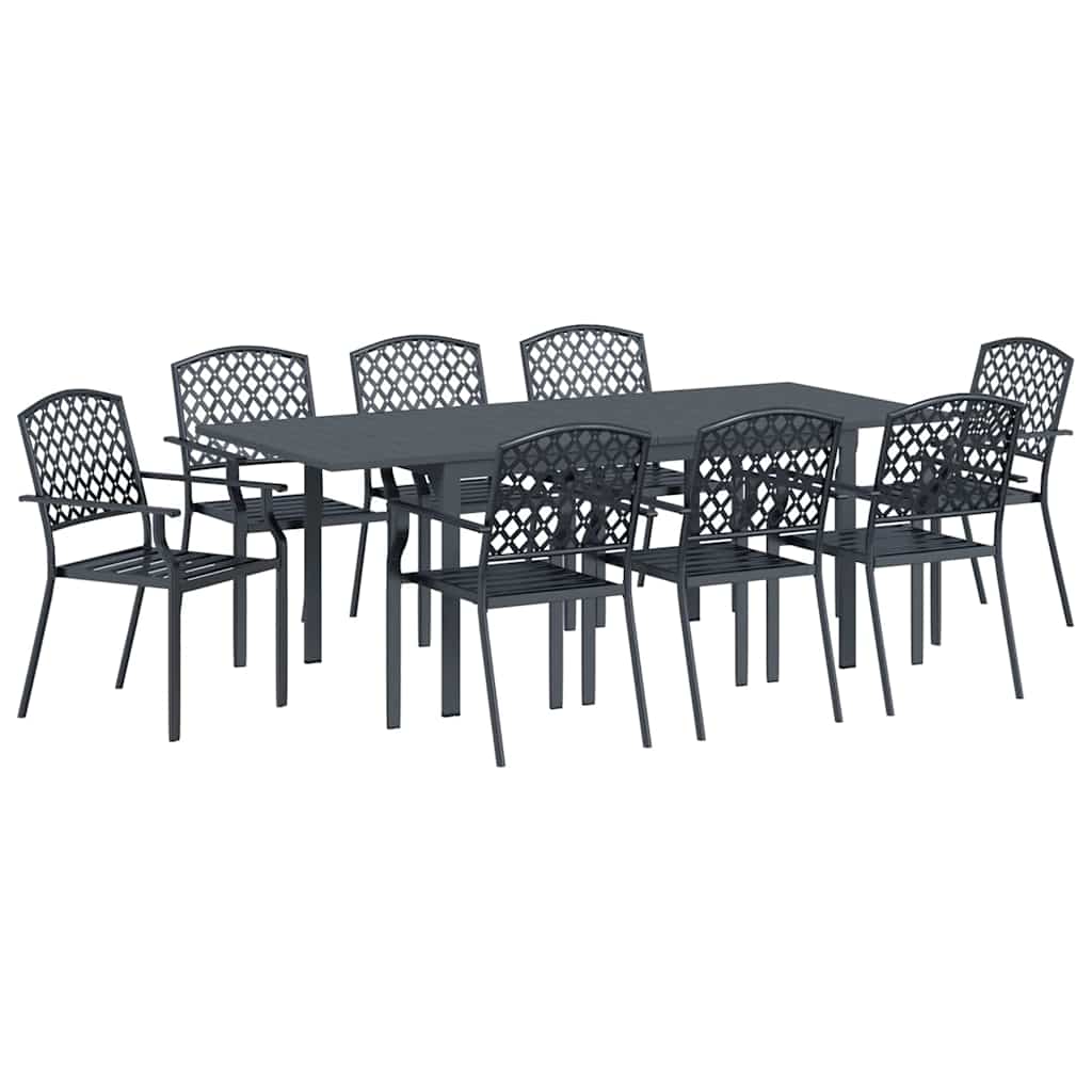 Adjustable Garden Dining Set 9 pcs Steel