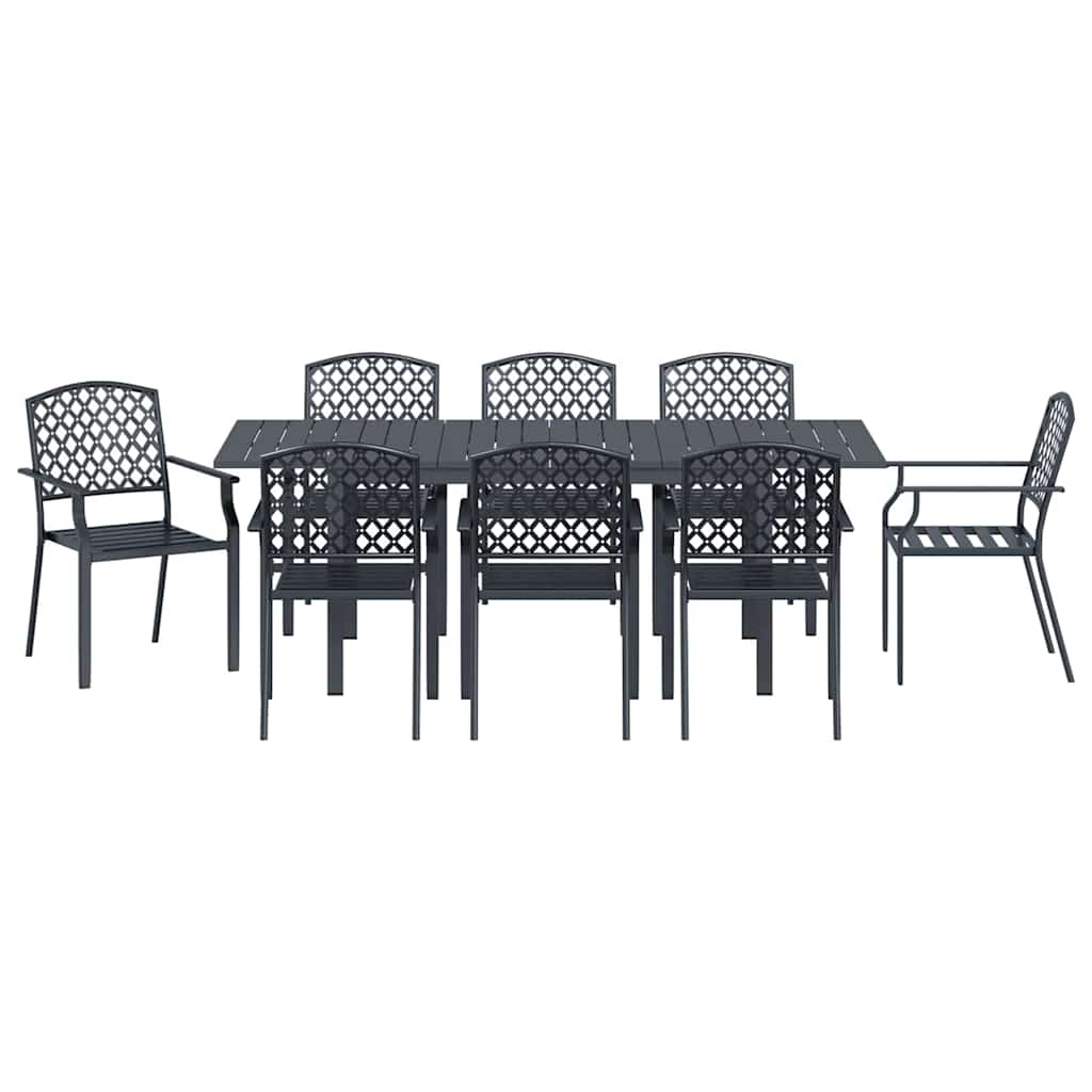 Adjustable Garden Dining Set 9 pcs Steel
