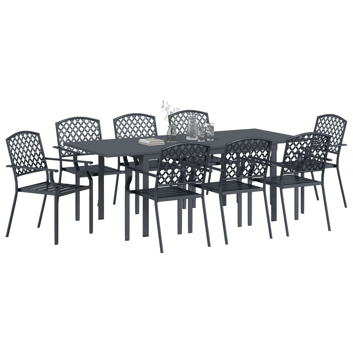 Garden Dining Set 9 pcs Anthracite Steel