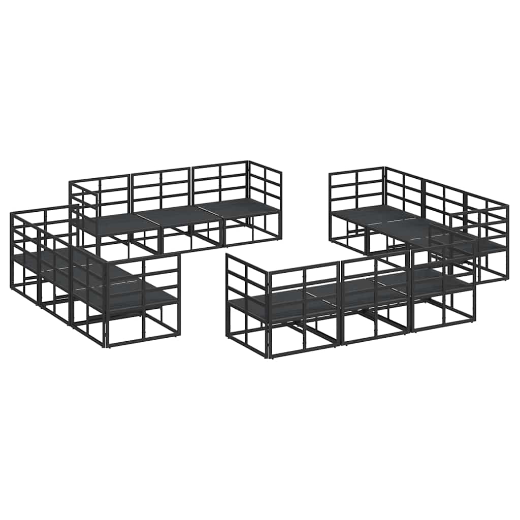 Garden Sofa Set 12 pcs Black Metal