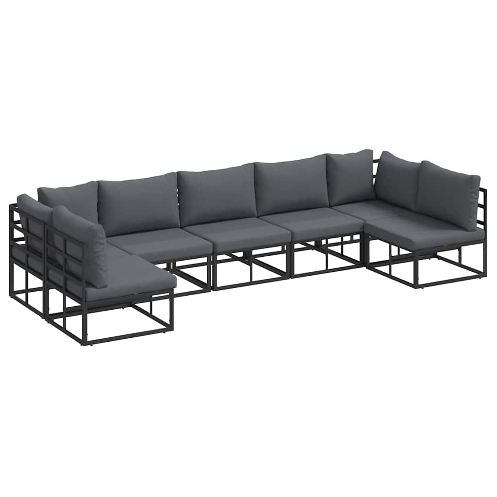 Garden Sofa Set with Cushion 7 pcs Black Aluminium