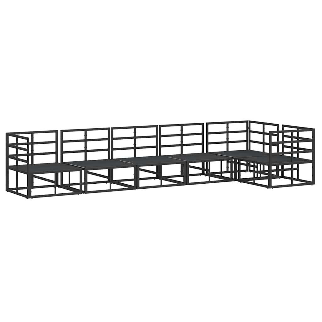 Garden Sofa Set with Cushion Black Aluminium