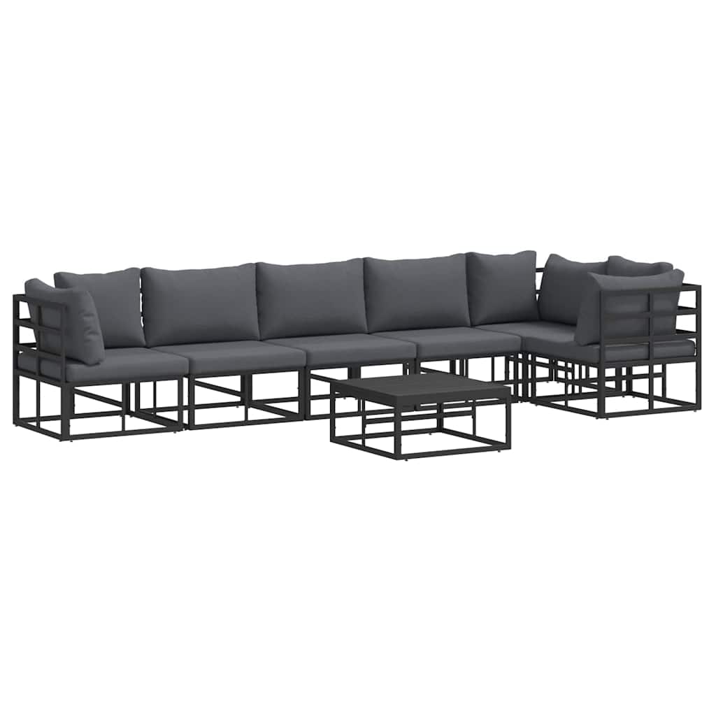 Garden Sofa Set with Cushion Black Aluminium