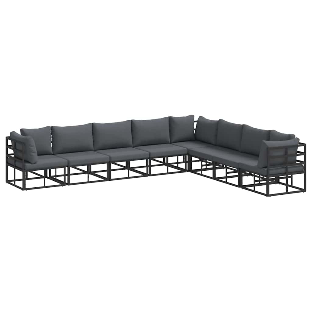 Garden Sofa Set with Cushion Black Aluminium
