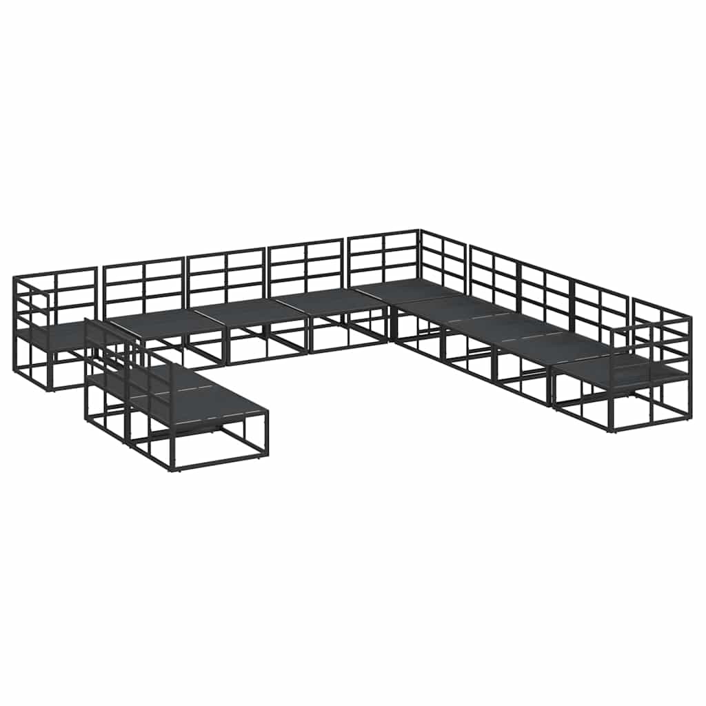 Garden Sofa Set with Cushion Black Aluminium