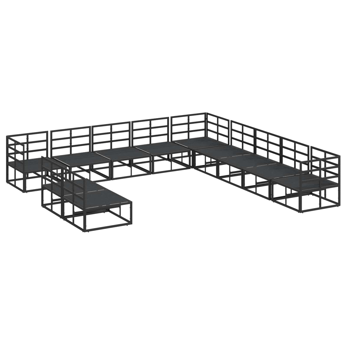 Garden Sofa Set with Cushion 11 pcs Black Aluminium