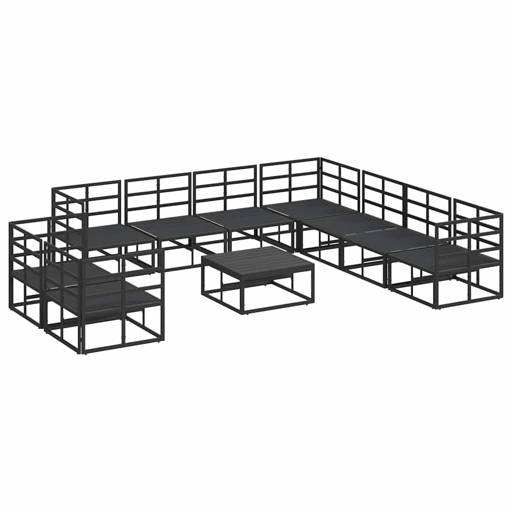 Garden Sofa Set with Cushion 10 pcs Black Aluminium