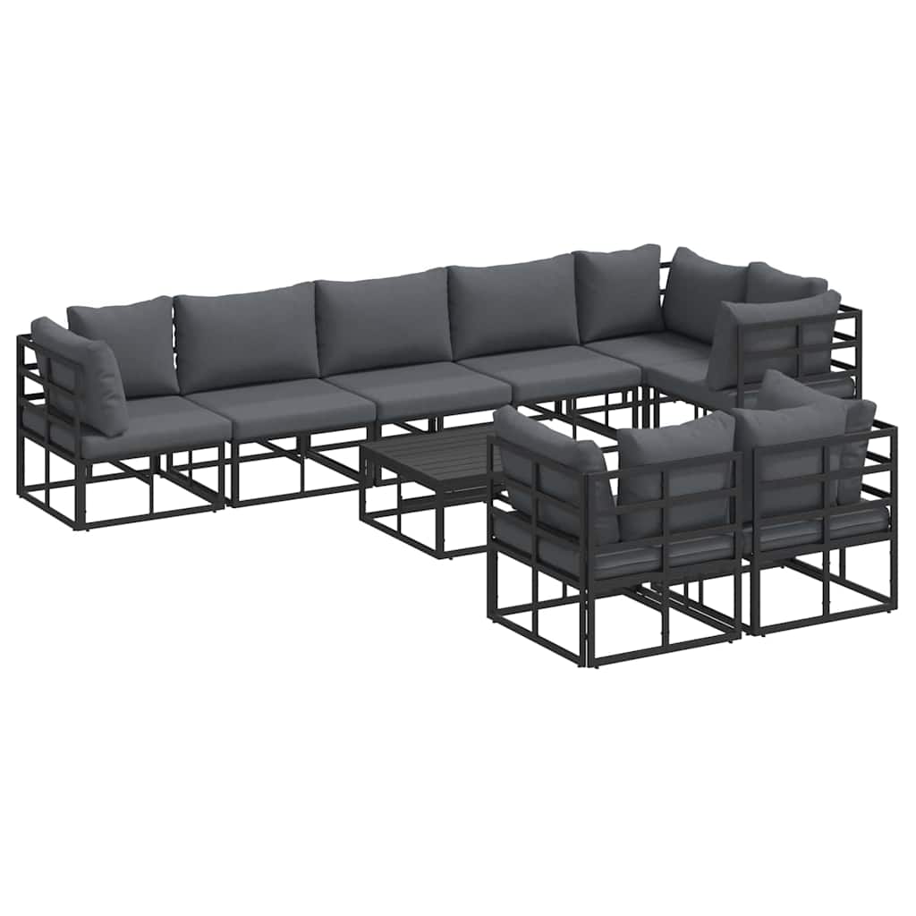 Garden Sofa Set with Cushion Black Aluminium