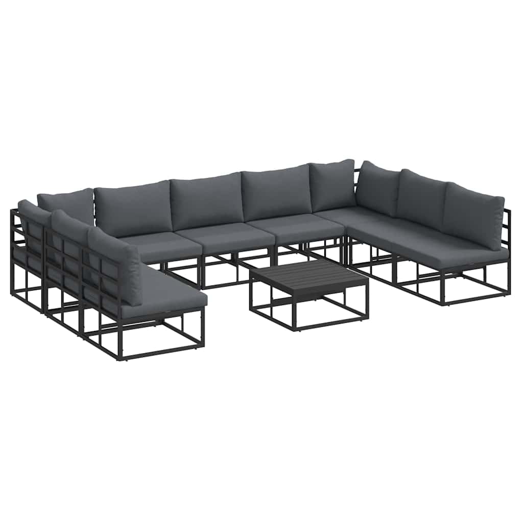 Garden Sofa Set with Cushion Black Aluminium