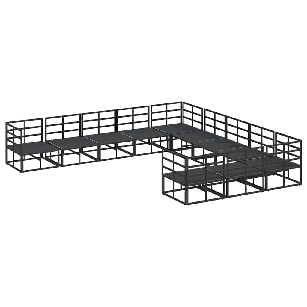 Garden Sofa Set with Cushion Black Aluminium