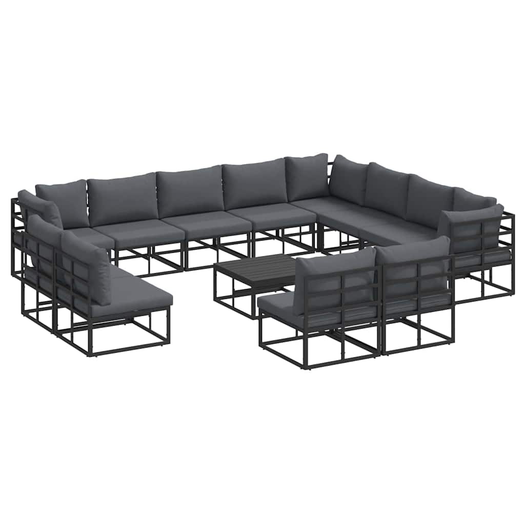 Garden Sofa Set with Cushion 13 pcs Black Aluminium