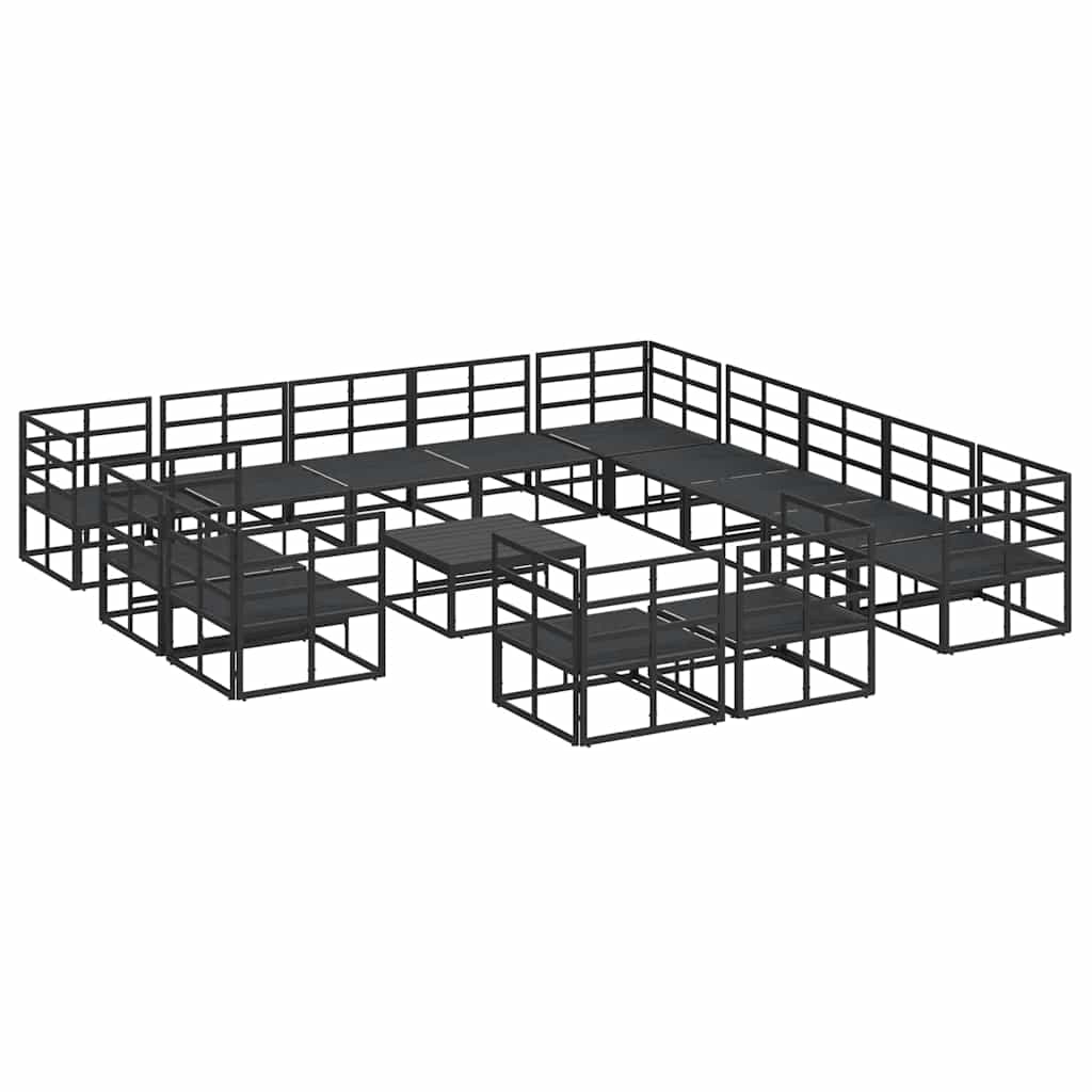 Garden Sofa Set with Cushion 14 pcs Black Aluminium