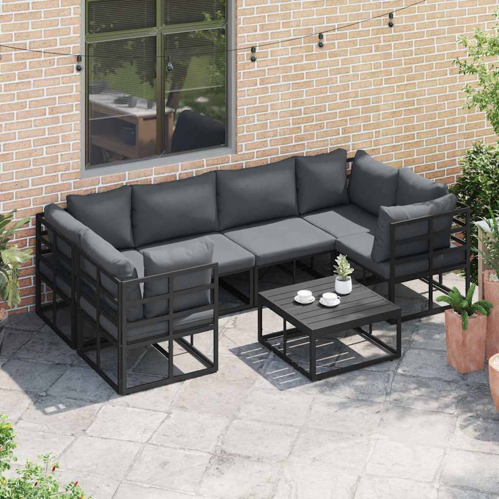 Garden Sofa Set 6 pcs Black Aluminium