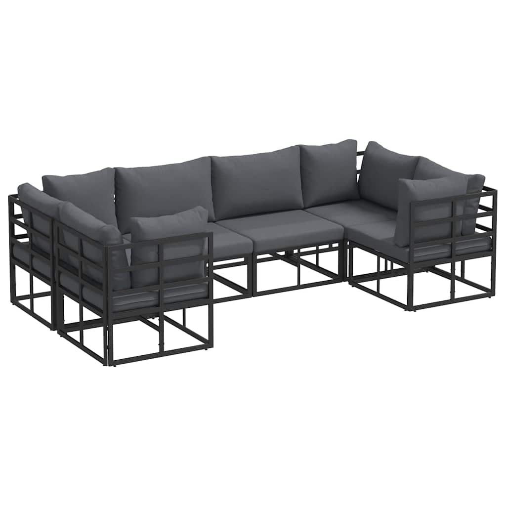 Garden Sofa Set 6 pcs Black Aluminium