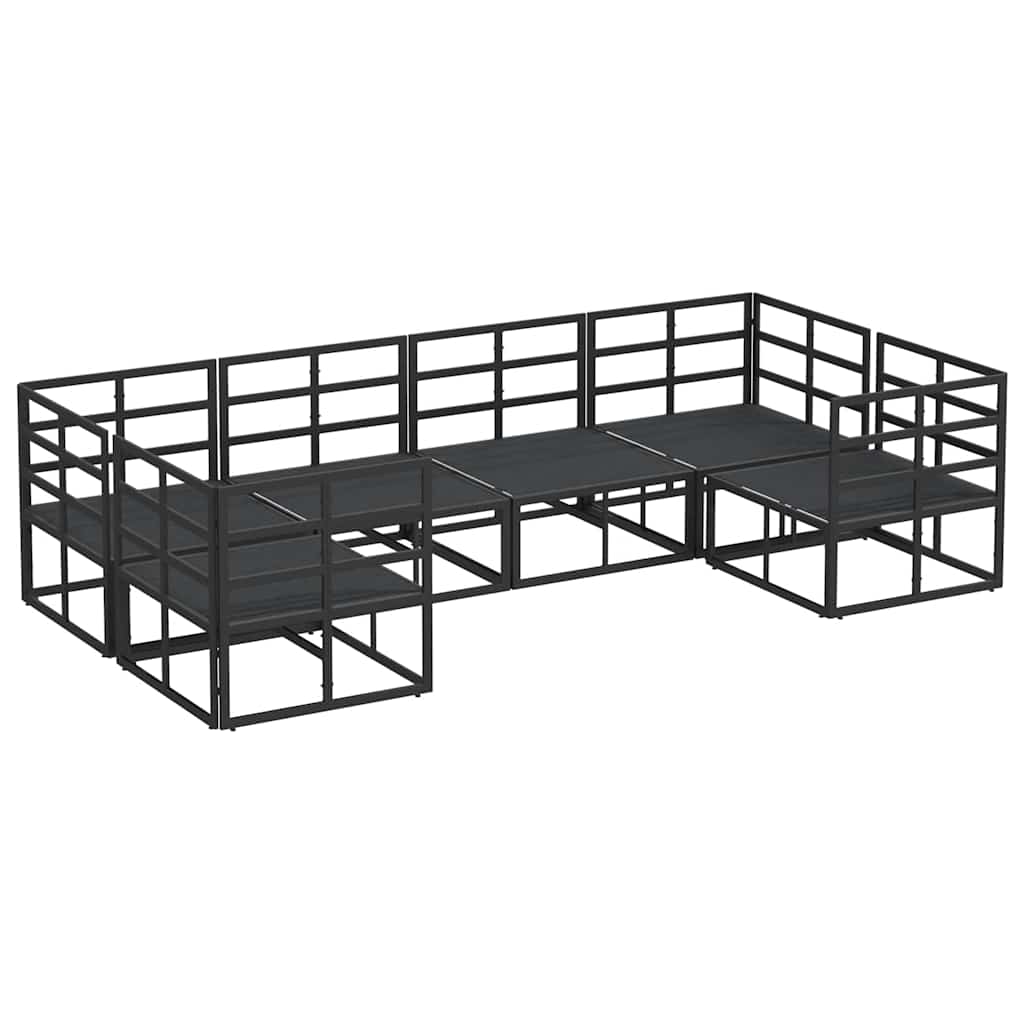 Garden Sofa Set 6 pcs Black Aluminium