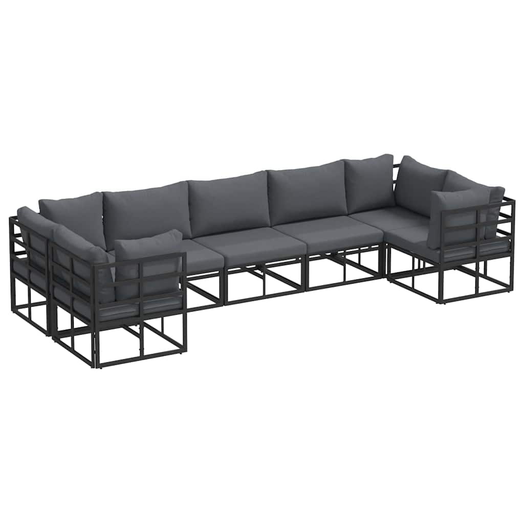 Garden Sofa Set Black Aluminium