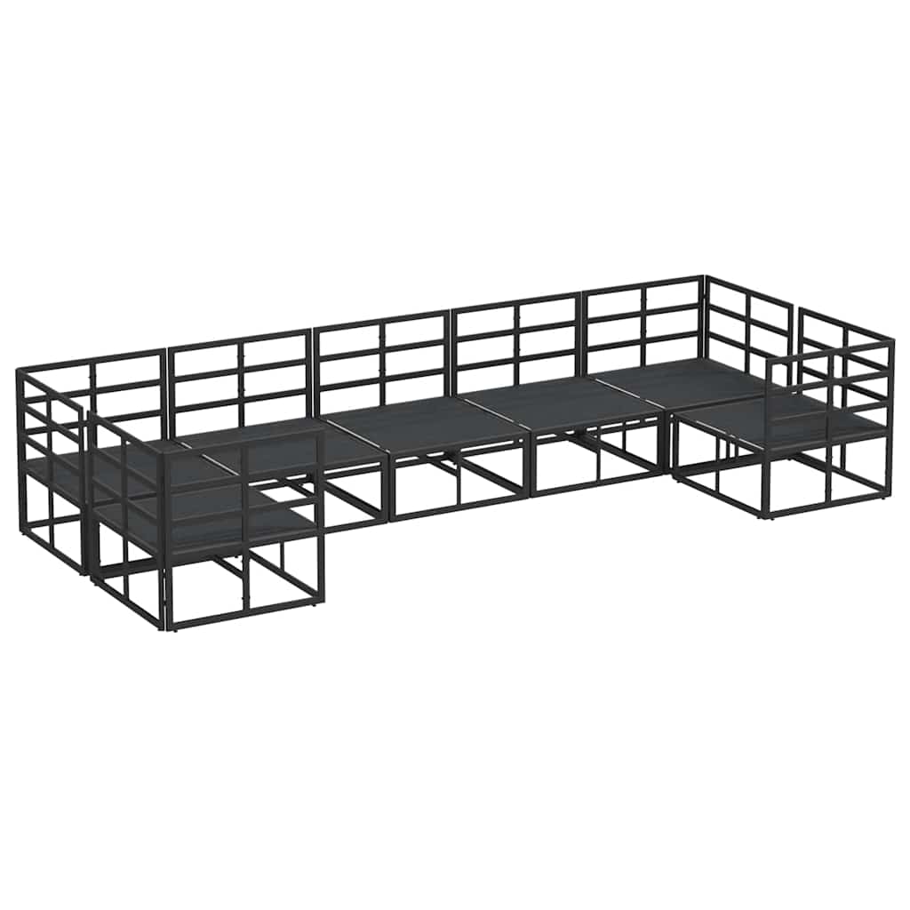 Garden Sofa Set Black Aluminium