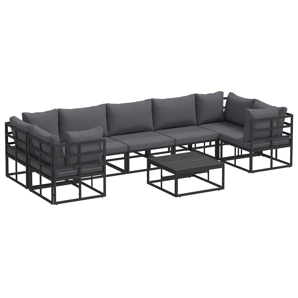 Garden Sofa Set Black Aluminium
