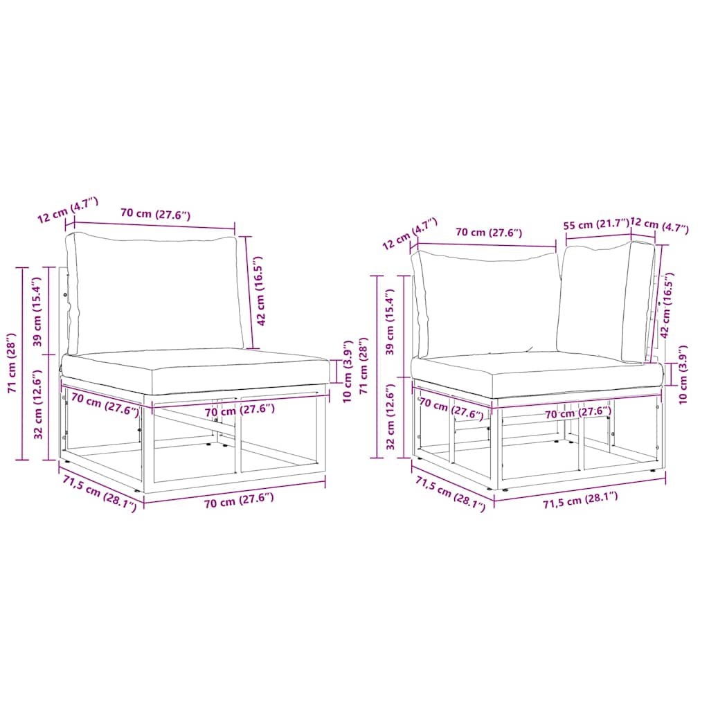 Garden Sofa Set with Cushion 7 pcs Black Aluminium