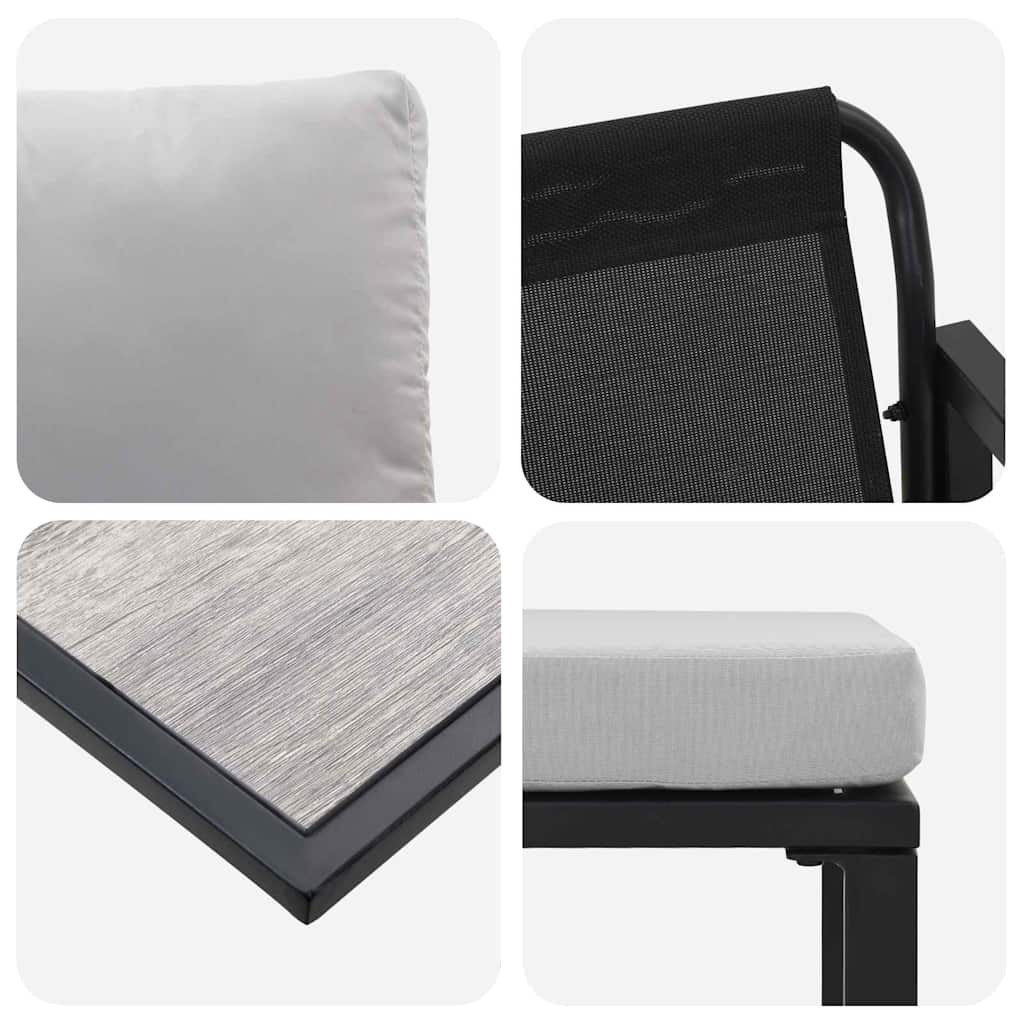 Garden Sofa Set Black Steel