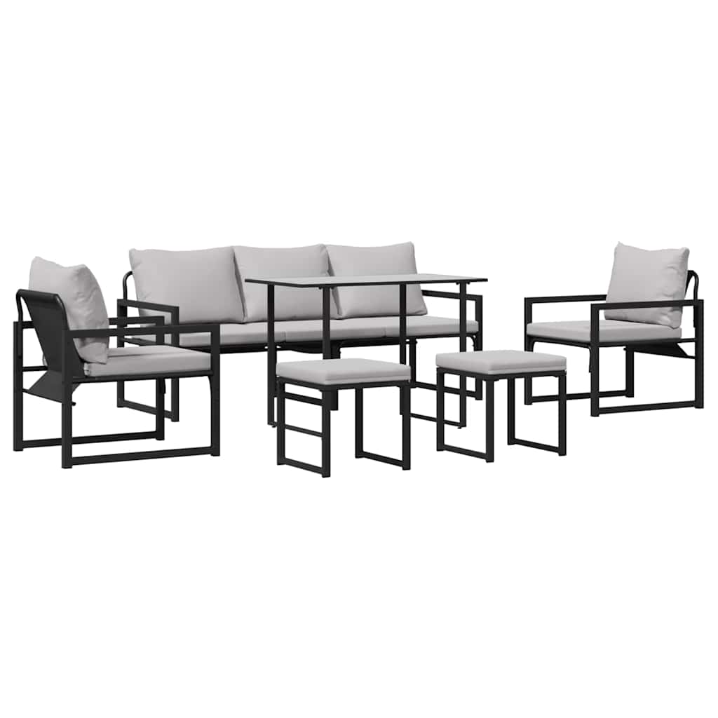 Garden Sofa Set Black Steel